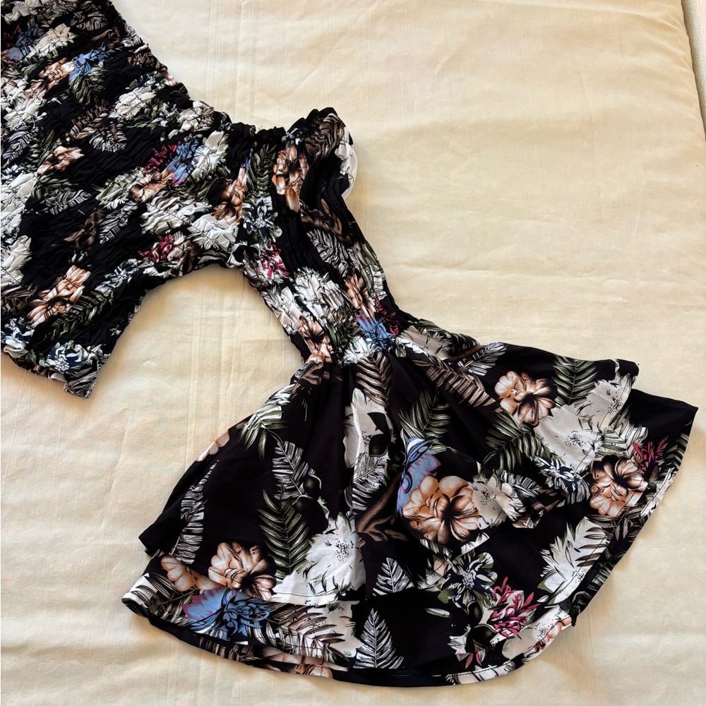 Ewto Elegant Floral Off-Shoulder Crop Top Size M long sleeve - Picture 8 of 14